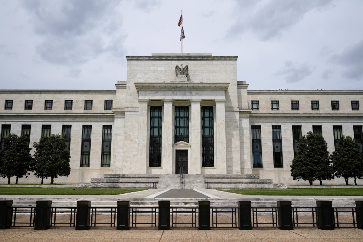 The Federal Reserve building seen on May 4, 2021 in Washington, USA. 