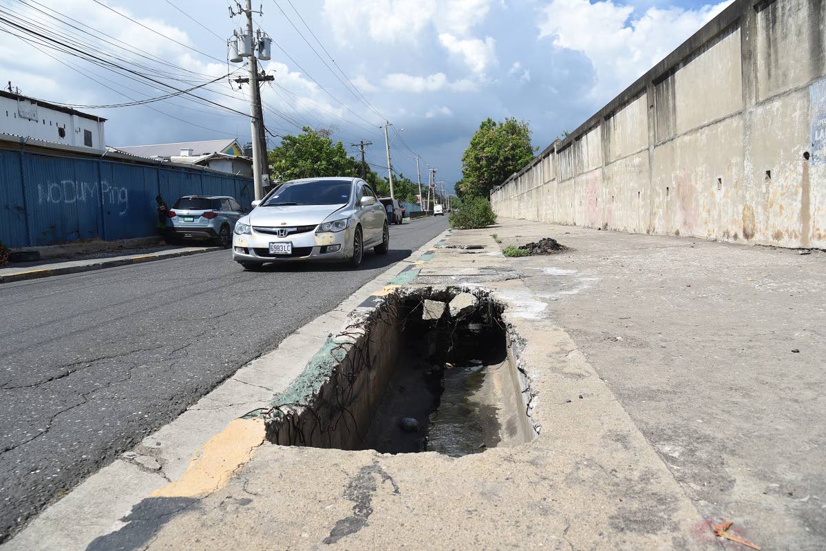 
This open drain along a section of Slipe Pen Road, near the National Blood Bank in Kingston, is a threat to pedestrians.
