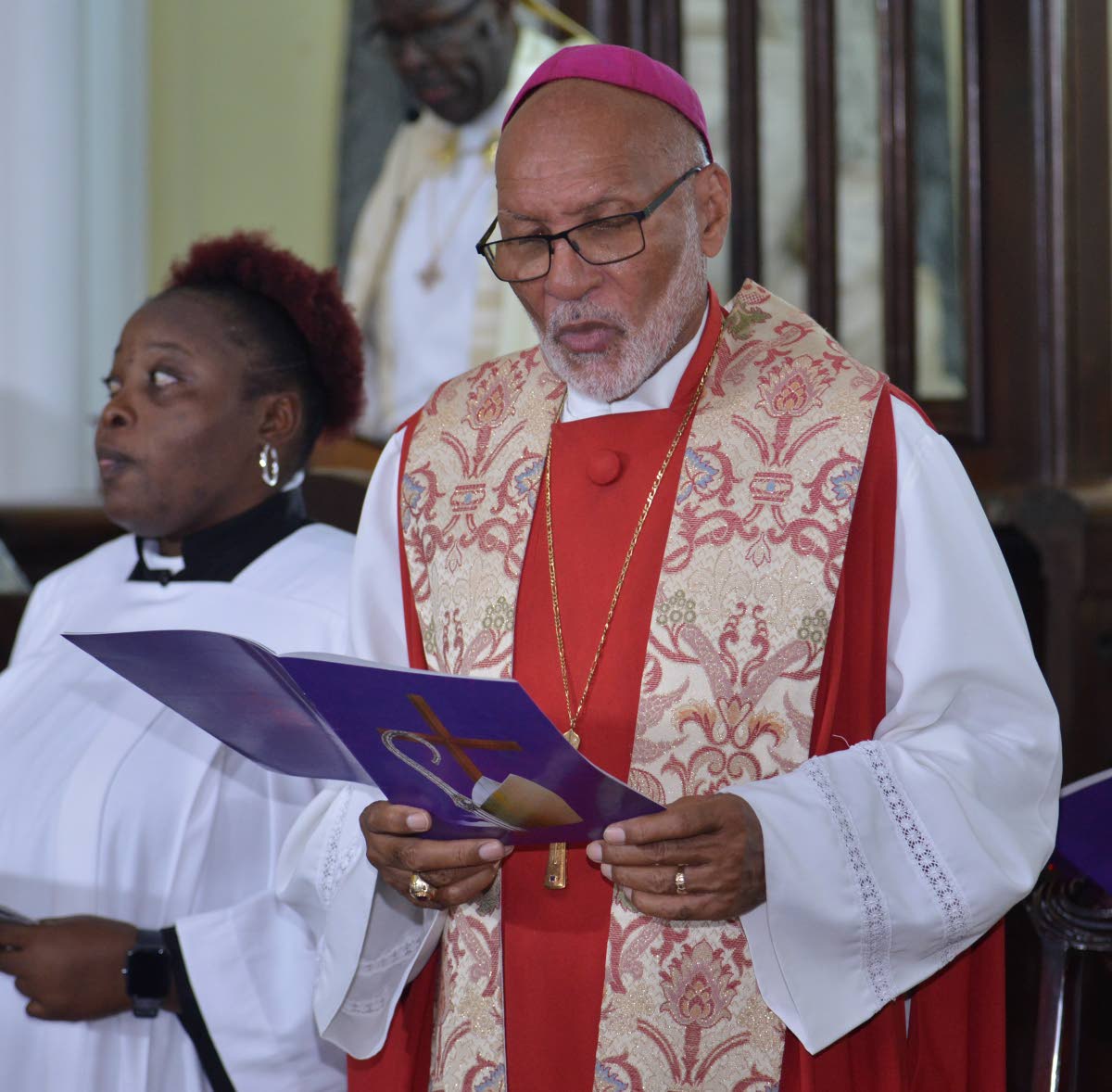 Dr Howard Gregory, retired Anglican Bishop of Jamaica and the Cayman Islands at the enthronement of his successor Bishop Leon Golding at the Cathedral of St Jago de la Vega in Spanish Town, the oldest Anglican church outside of the United Kingdom, on Septe