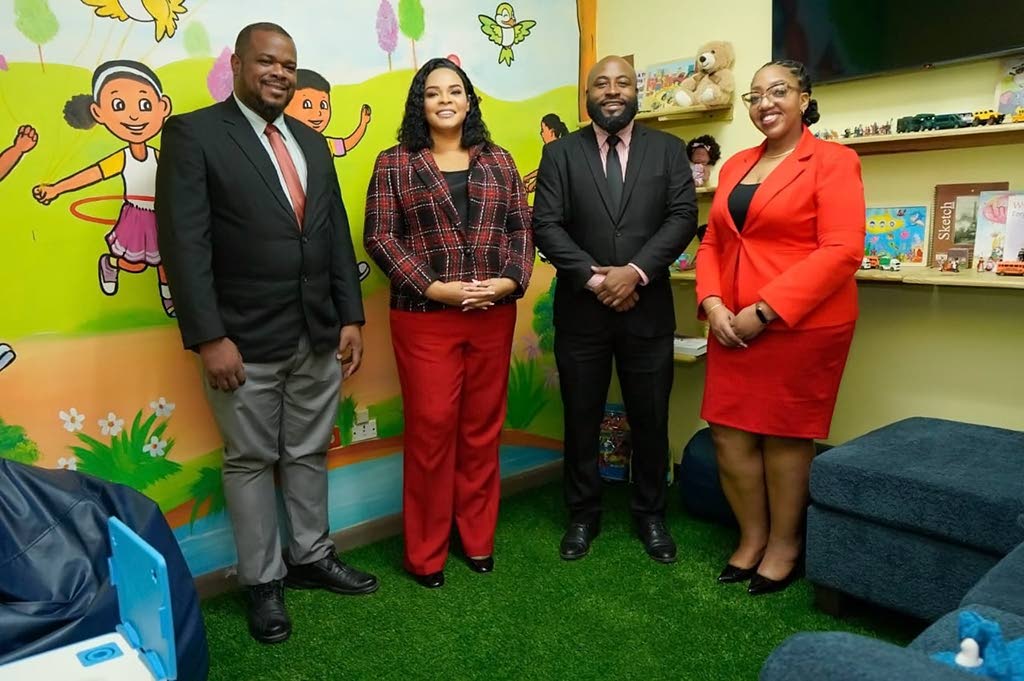 CPFSA’s Director of Therapeutic Services and Psychosocial Support Dr. Marlon A. Simpson, CEO Laurette Adams-Thomas, Director of Intake, Investigations and Court Services Dr. Warren Thompson, and Public Relations and Communications Manager, Kristen Laing,