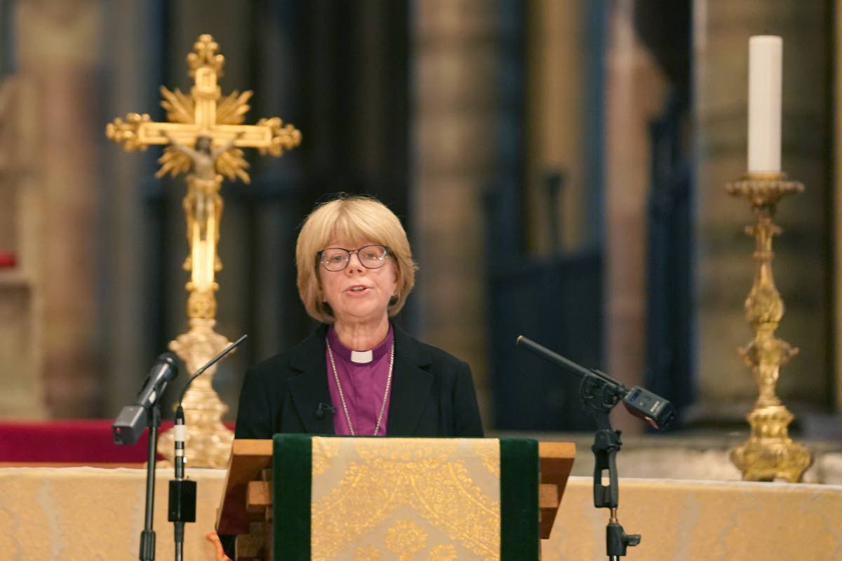 Sarah Mullally, the new Archbishop of Canterbury, spiritual leader of the world’s 85 million Anglicans, speaks inside Canterbury Cathedral in Canterbury, England.