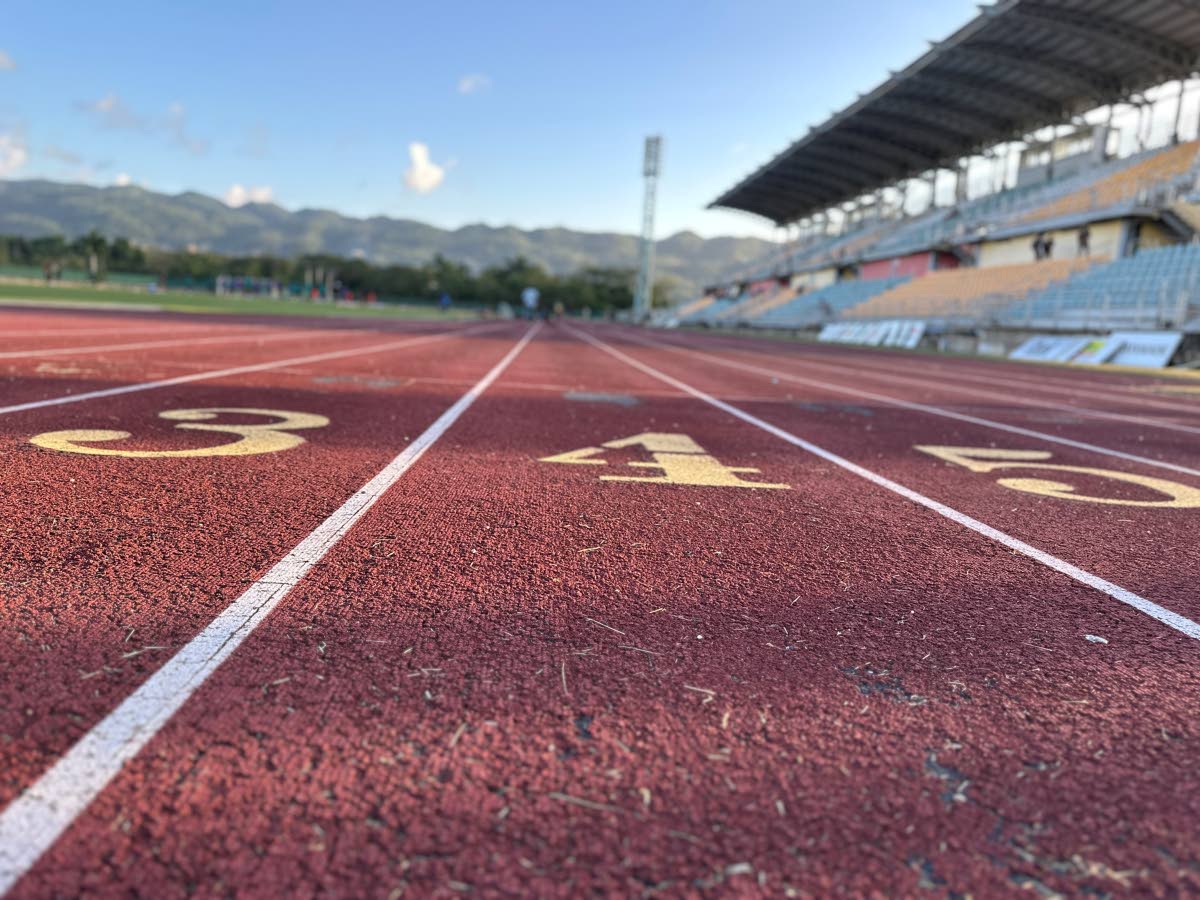 The damaged track at the Montego Bay Sports Complex.