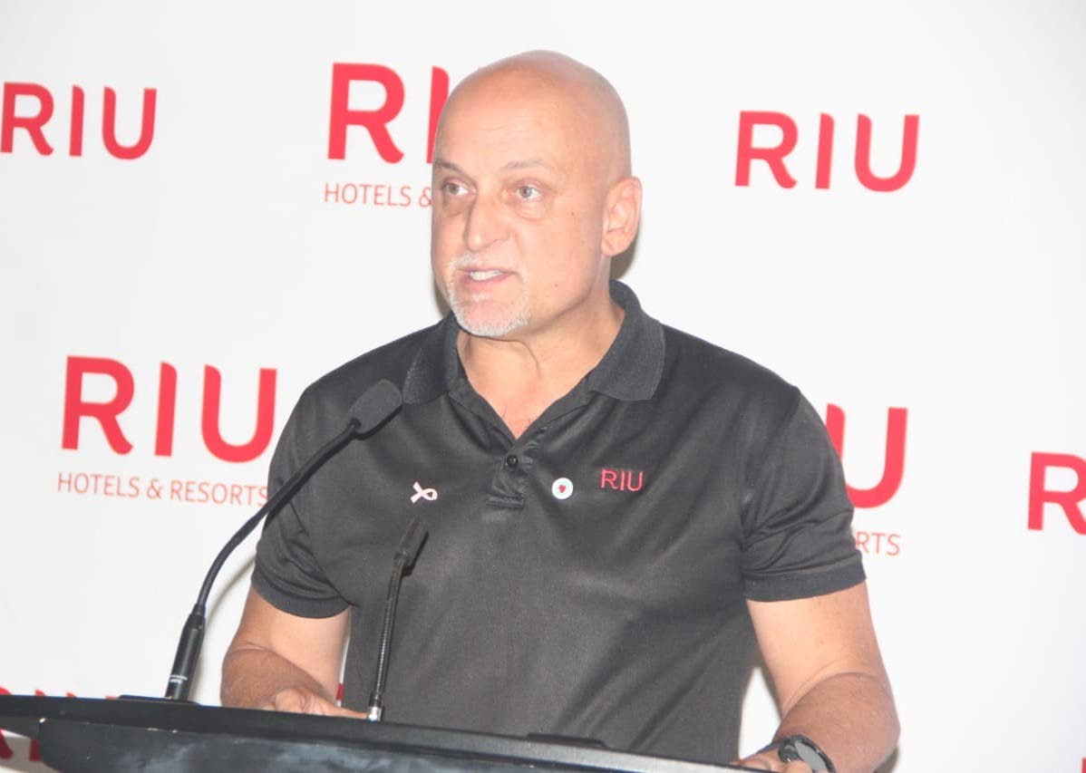 Frank Sondern, director of operations, Riu Resorts Jamaica, speaking at the Kiwanis Club of Providence press conference on Wednesday at Riu Montego Bay. 