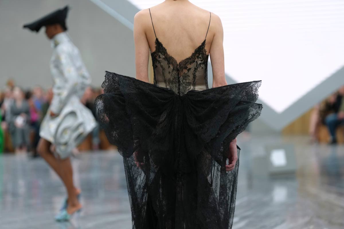 This lace look from Dior’s Spring/Summer 2026 collection in Paris reflects the season’s balance of transparency, ease, and everyday drama.