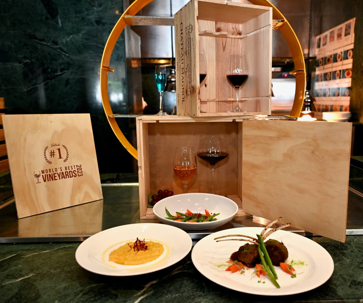 Delicious jerk-marinated lamb chops with potato-pumpkin purée and garlic-buttered vegetables on display during a cooking class at the Hyatt Ziva and Zilara Montego Bay on Tuesday.