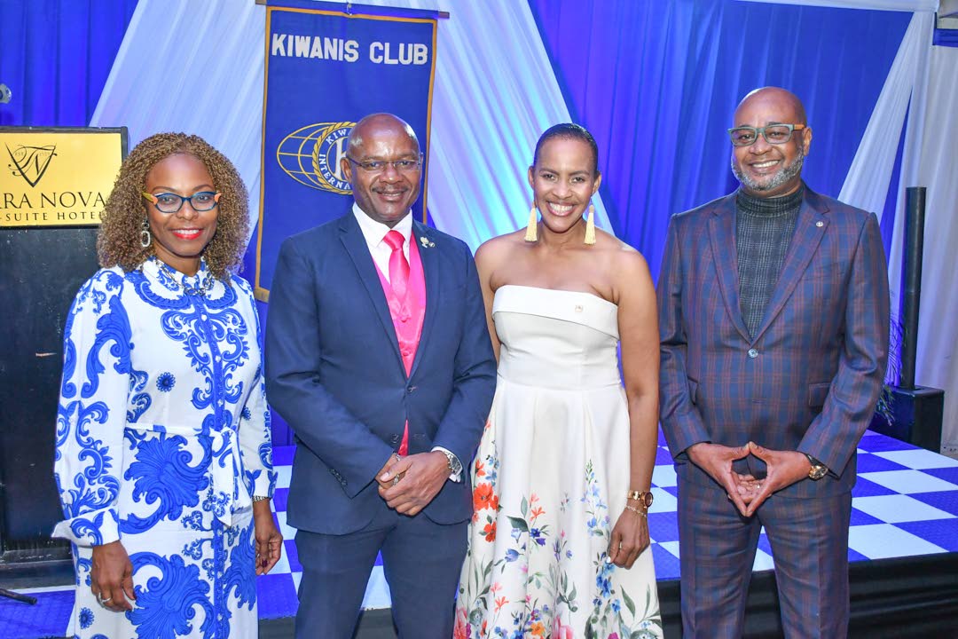 From left: Immediate Past Lieutenant Governor Sharon Usim, Lieutenant Governor Michael Powell, Immediate Past President Claudine Heaven, and President Maurice Livingstone, following the installation of the new administration of the Kiwanis Club of West St 