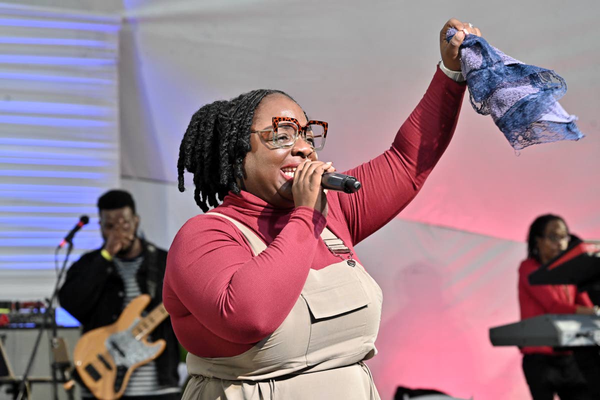 Gospel sensation and powerhouse performer, Petra Kaye, sings the praise at Emancipation Park last Thursday.