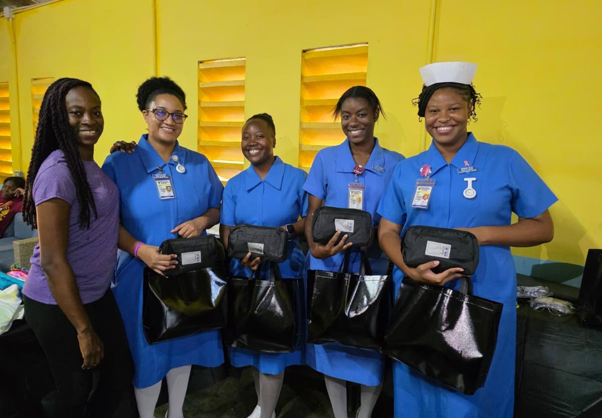From left: Dr Juwell Harley, conceptualiser of the Cedar Valley Community Health Fair, along with student nurses Candice Walters, Patrice Taylor, Rashawna Morrison, and Abrianna Daley, who volunteered for the event.