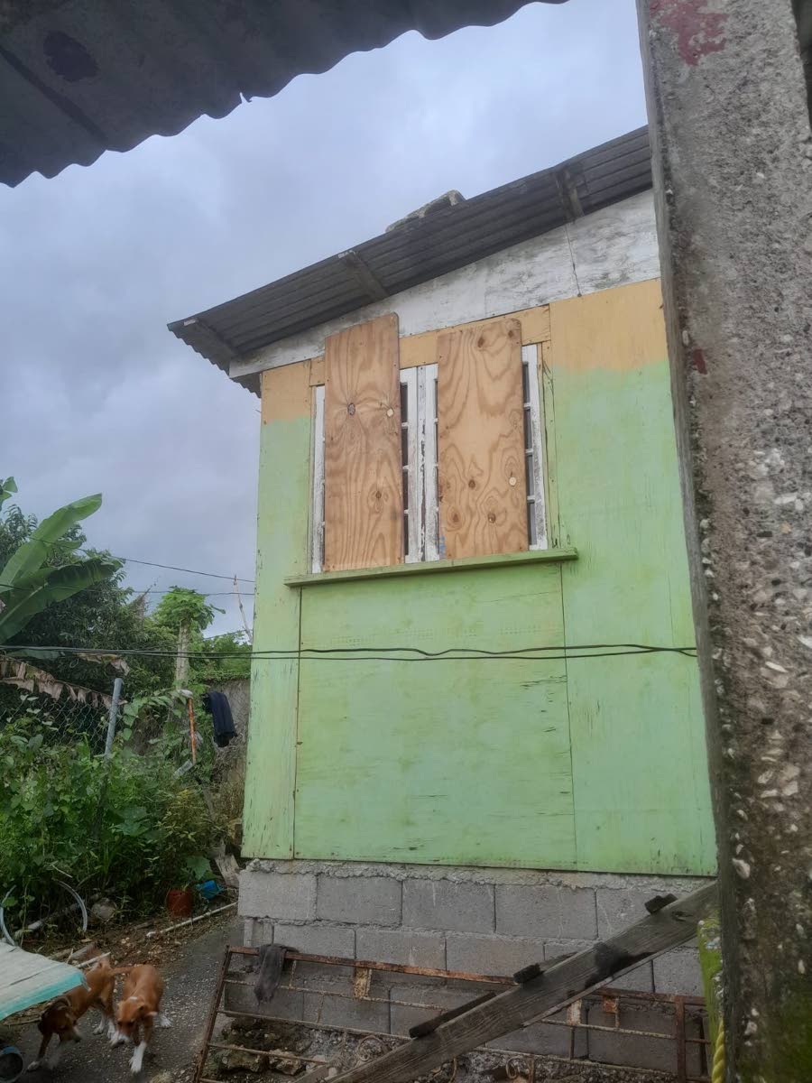 One of several homes in Dumfries, St James, fortified by residents ahead of the passage of Hurricane Melissa.