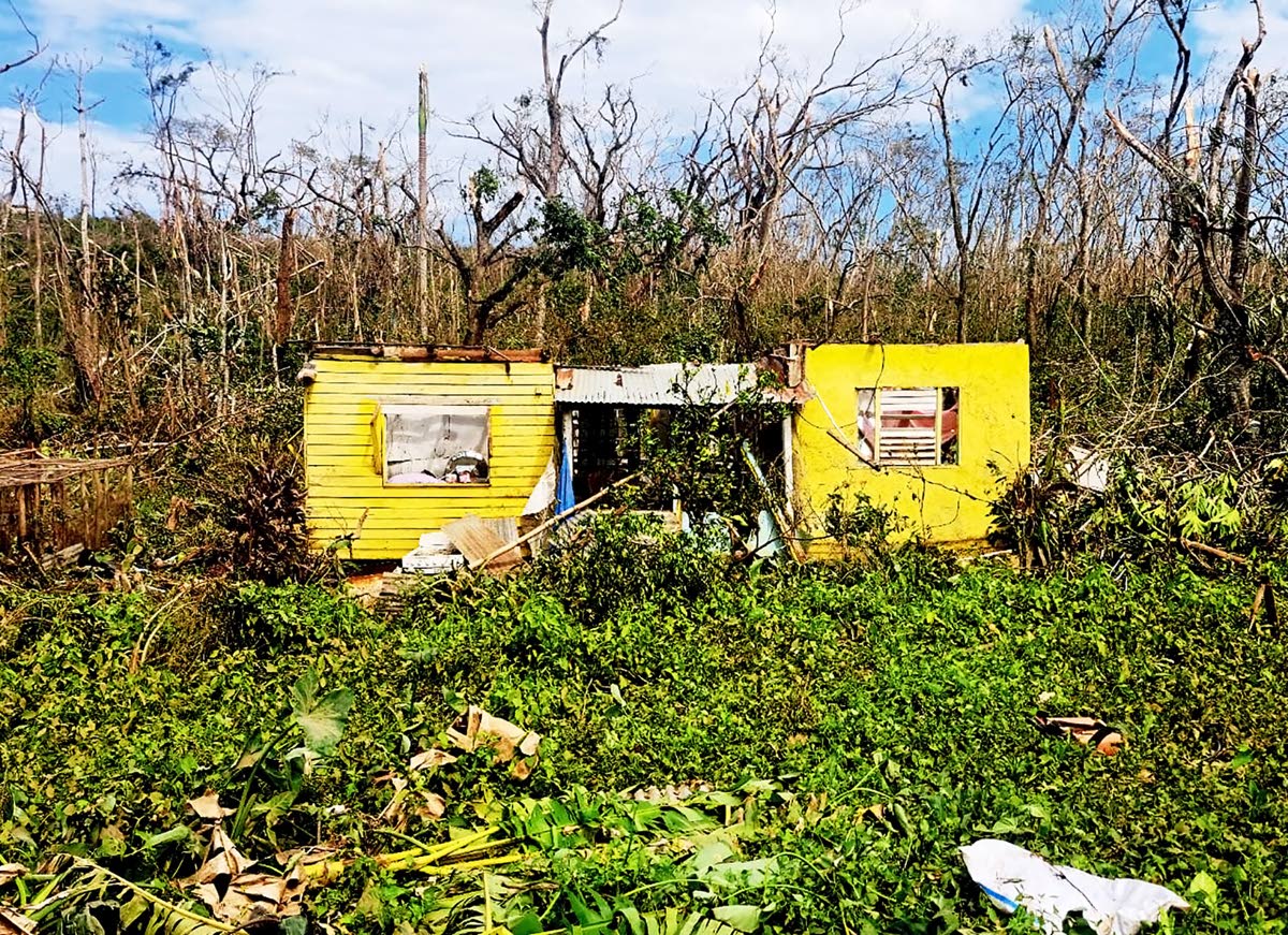 The ill-fated house where Esmelda Taylor’s body remained partially submerged until 6 p.m. yesterday after the passage of Hurricane Melissa.