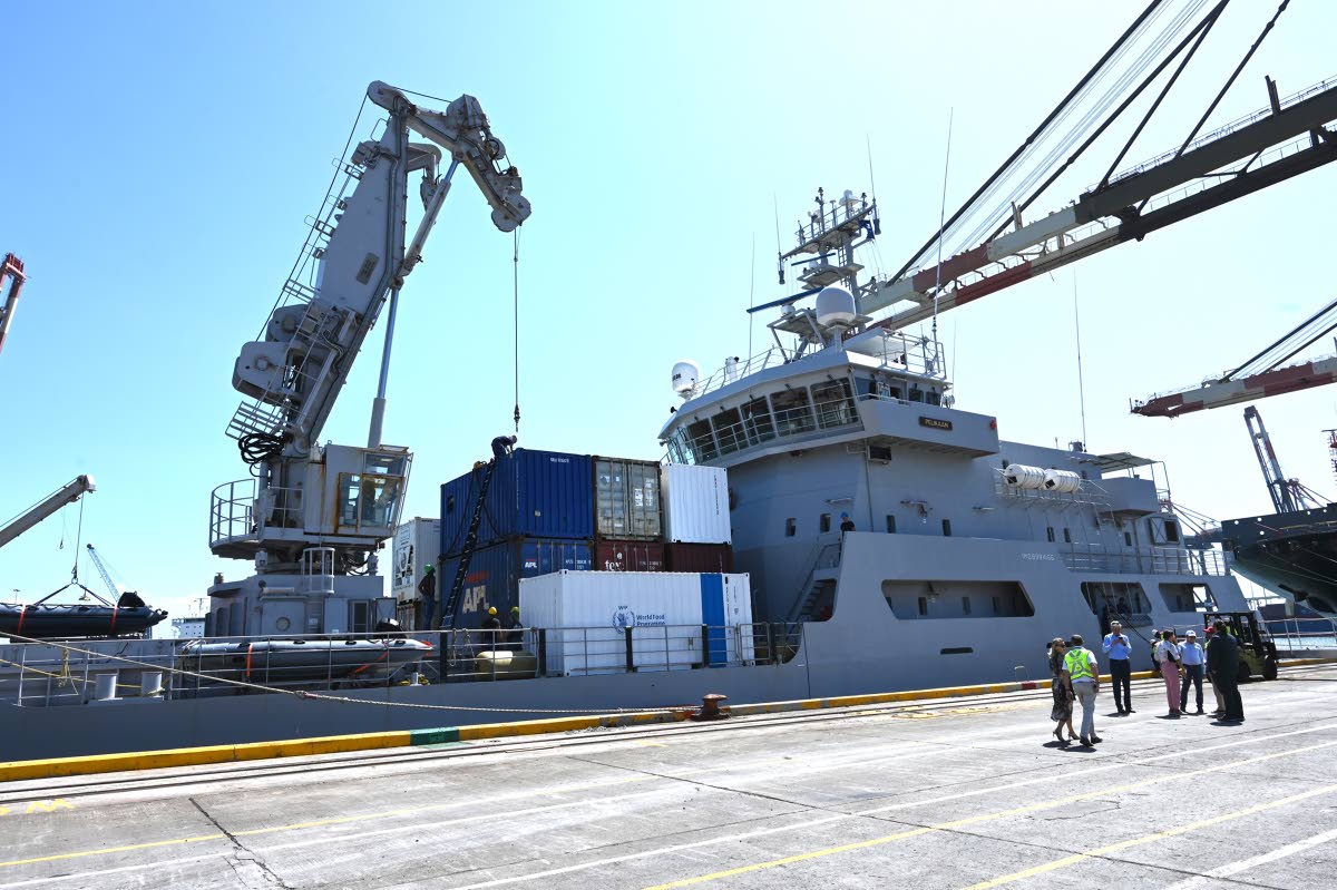 The Netherlands and European Union deliver another shipment of vital relief supplies to Jamaica yesterday in response to the devastation caused by Hurricane Melissa last week. The Dutch Navy support ship, HNLMS Pelikaan, docked in the Kingston Harbour yest