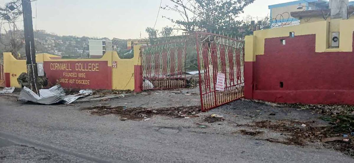Cornwall College was heavily damaged by Hurricane Melissa.