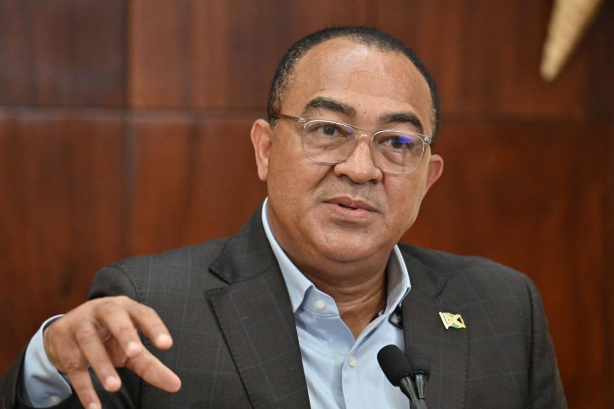Minister of Health and Wellness Dr Christopher Tufton, speaking at a press conference at Jamaica House on November 6.