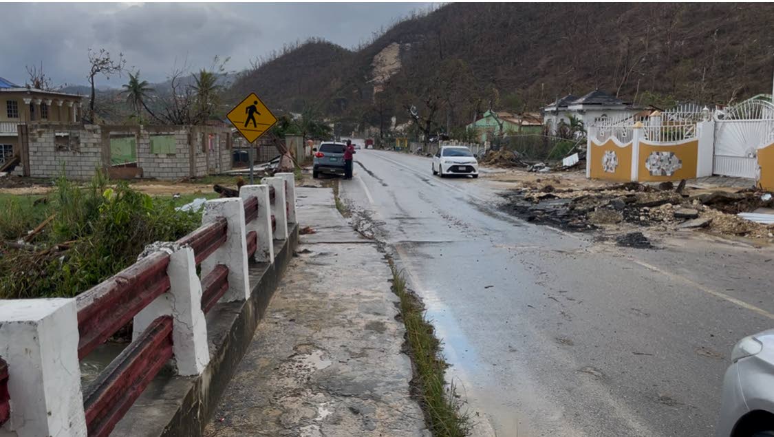 Damaged roadway in Water Works, Westmoreland.