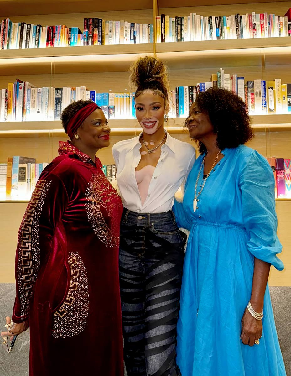 Supermodel Winnie Harlow (centre) with her mother Lisa Brown (left) and grandmother Princess Brown at an event hosted by Penguin Workshop last week.