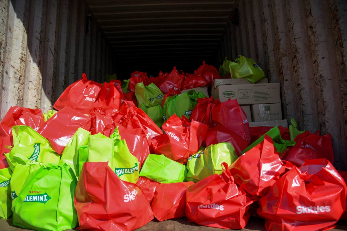 Care package distributed by the  Adidja Palmer Foundation on Thursday.