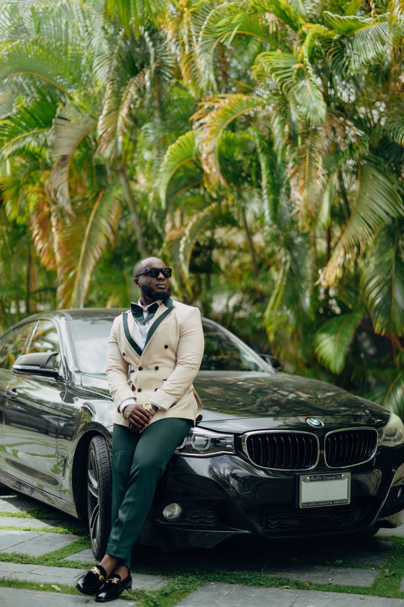 The suave groom cruised his way into holy matrimony with the love of his life.