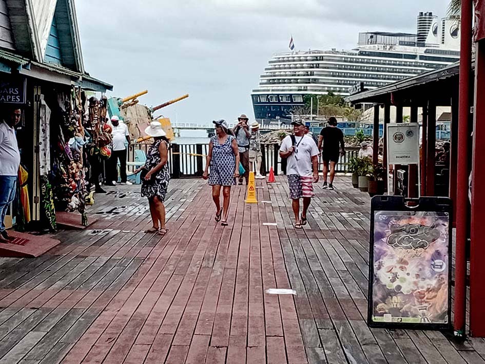 Passengers from the Zuiderdam cruise ship at Island Village Shopping Centre in Ocho Rios, St Ann, on Tuesday.