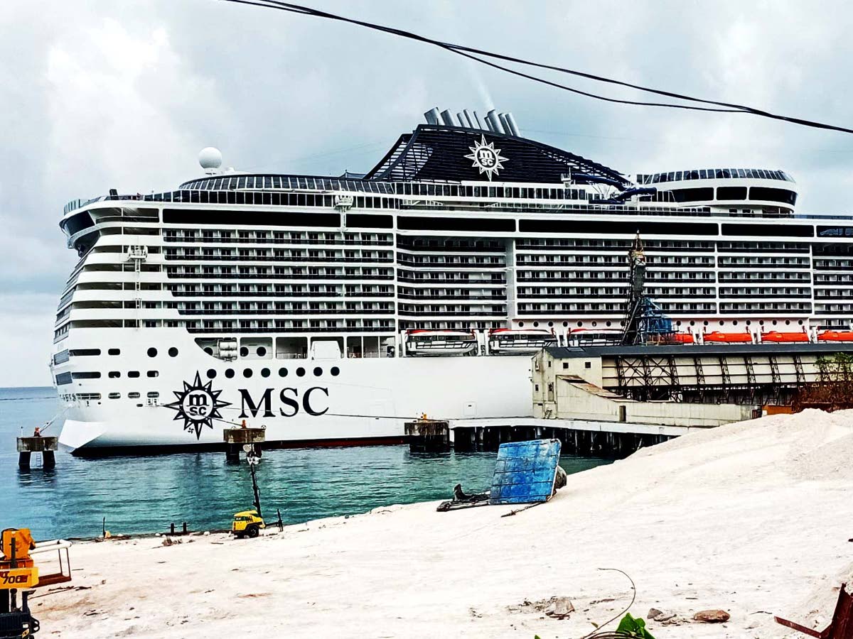 MSC Divina docked at nearby Reynolds Pier.