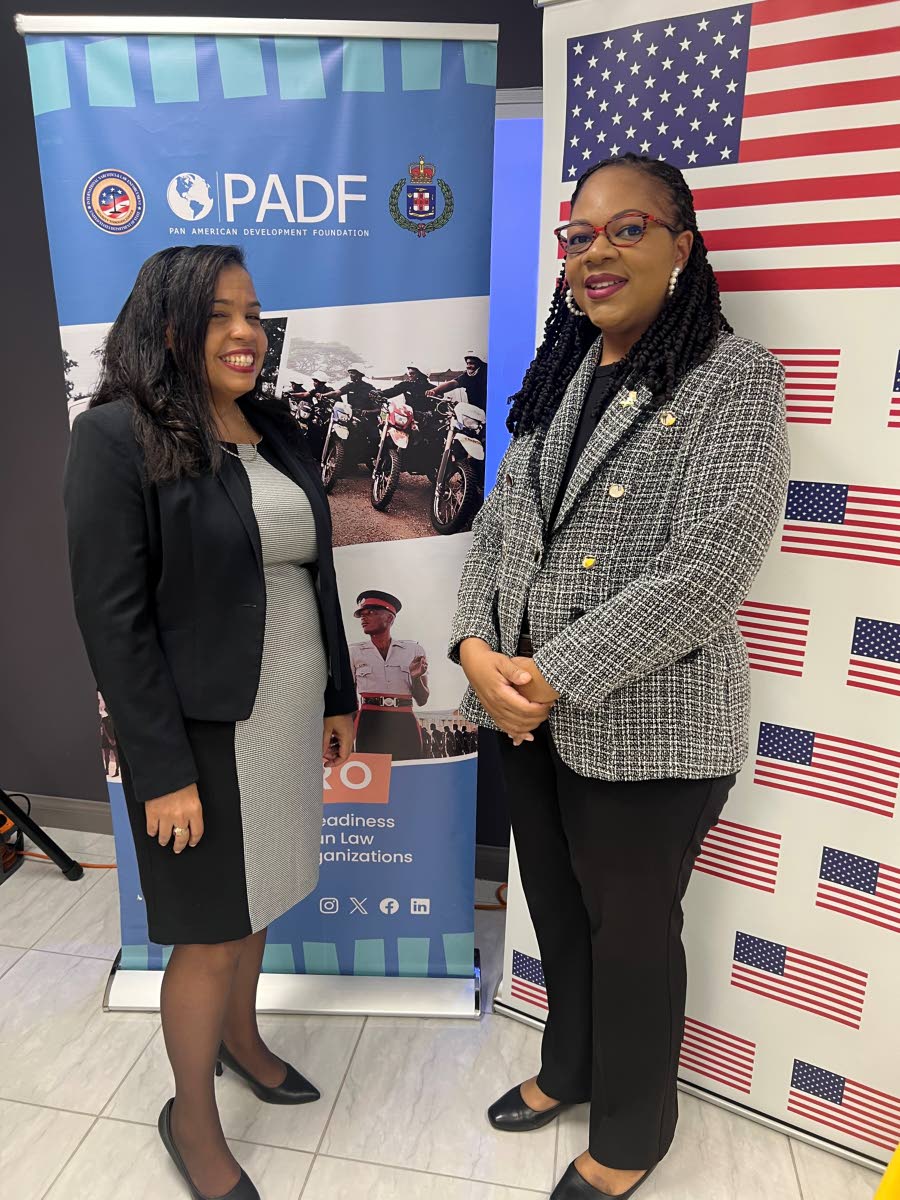 Stacy-Ann Barnes, project coordinator at the Pan American Development Foundation (PADF), and Kimberly Seymour-Brown, PADF project coordinator for community resilience and transformation.