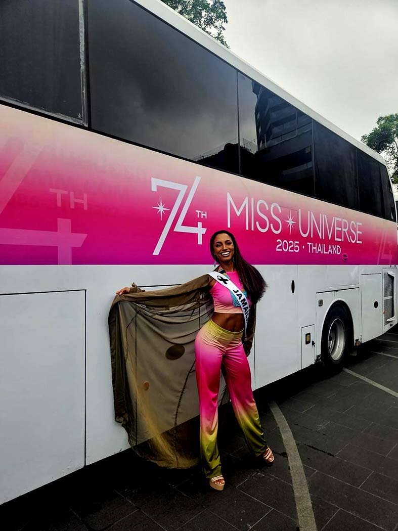 Wearing Dermoth Williams Couture, Henry strikes a pose before heading out for rehearsals on Thursday. 