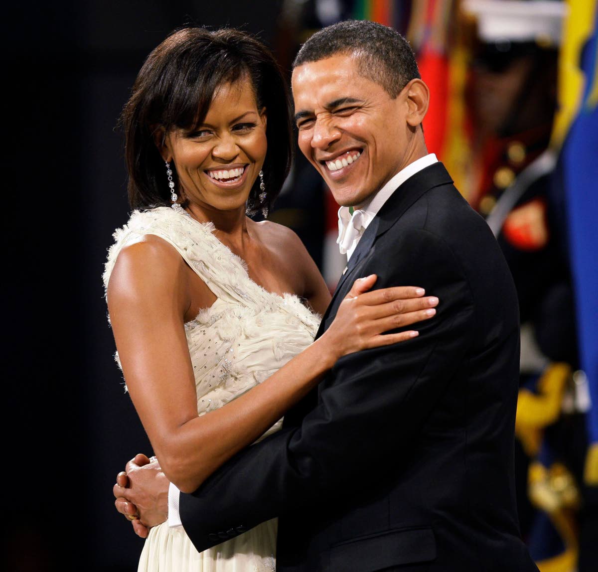 President Barack Obama and First Lady Michelle Obama dance at the Obama Home States Inaugural Ball in Washington, January 20, 2009. 