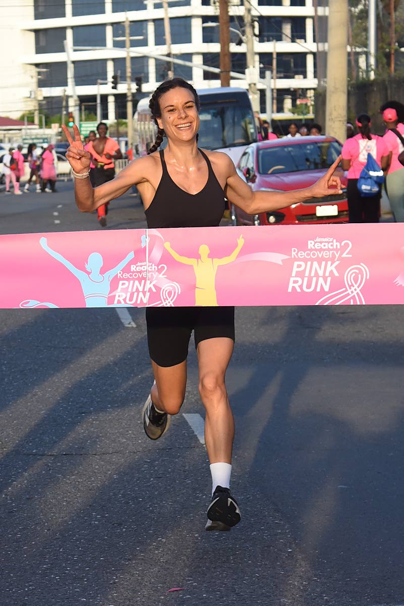 Cecile Heinrich, from France, ran with the Pink Apron team and took first place in the women’s division.