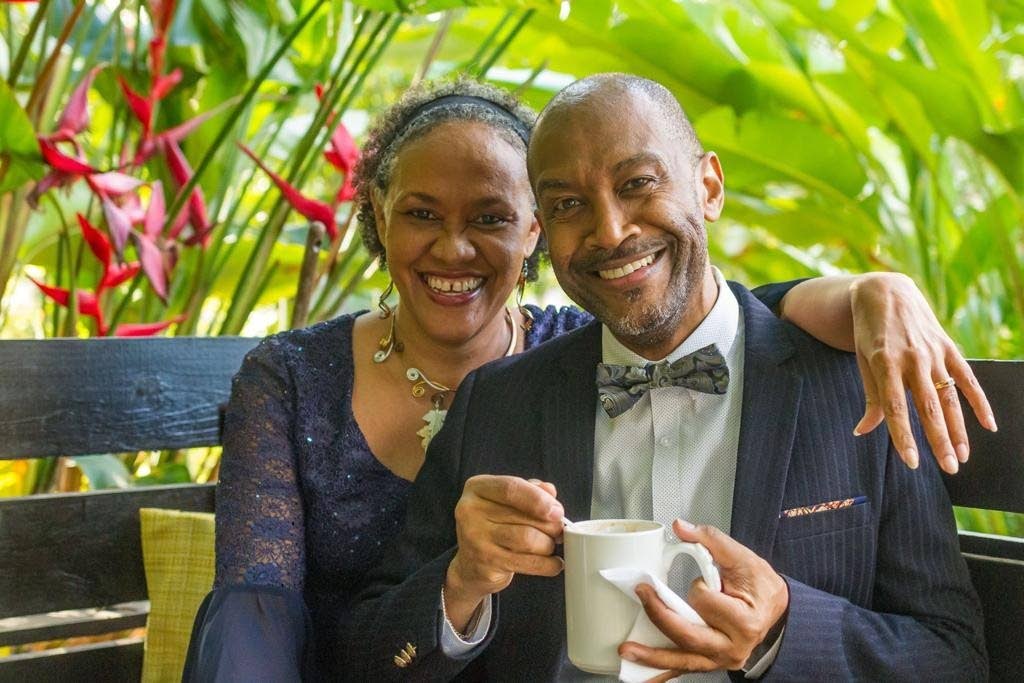 Evan Thompson, principal director at the Meteorological Service of Jamaica, with his wife and biggest supporter, Dr Michelle Thompson. They’ve been married for 22 years and have two sons, David and Jed.