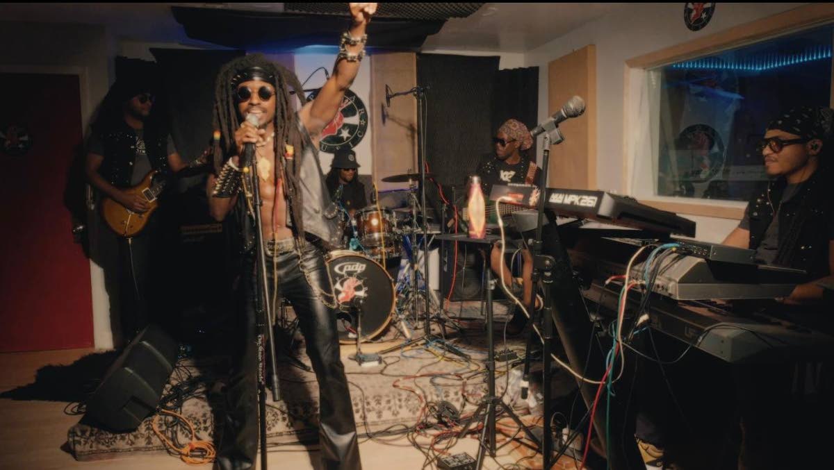 Prince Judah (forefront)  with band members  (from left to right) lead guitarist and band director Jovan ‘Electric Lightning’ Norman, drummer Brady ‘Earthquake Bradez’ Robinson, bassist  Jassiah ‘Thundering Lion’ Boswell, keyboardist Ito ‘Pea