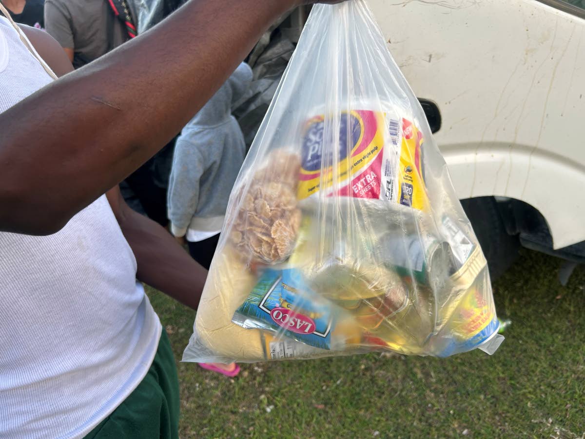 A glimpse of what the volunteers offered, including dry goods, toiletries and water.