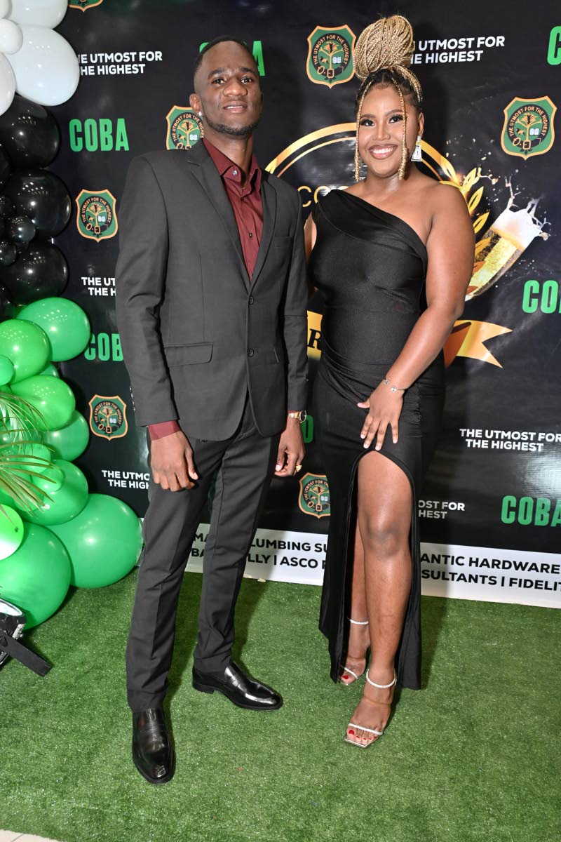 Hurdler Malik James-King (left) and Chrissana Vernon brought sophisticated flair to the event, lighting up the green-carpet entrance at The University of the West Indies Regional Headquarters.