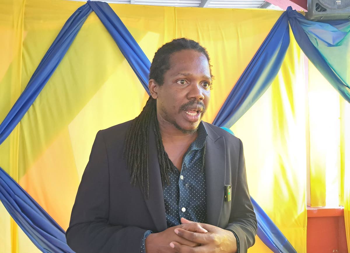 St Catherine North West MP Damion Crawford speaking at the launch of his Solidarity Students Exchange Programme at the Bitters Restaurant in Linstead last Thursday.