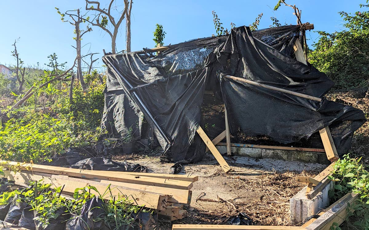 A section of the greenhouse at Bluefields Organic Farm in Westmoreland that was destroyed by Hurricane Melissa.