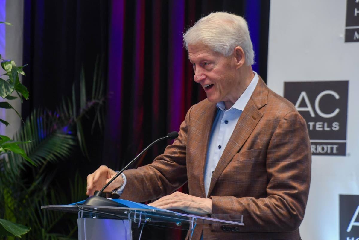 Former United States President Bill Clinton addresses guests at a private dinner hosted by Sandals hotel boss Ambassador Adam Stewart in St Andrew, where discussions included collaboration on Hurricane Melissa relief initiatives.