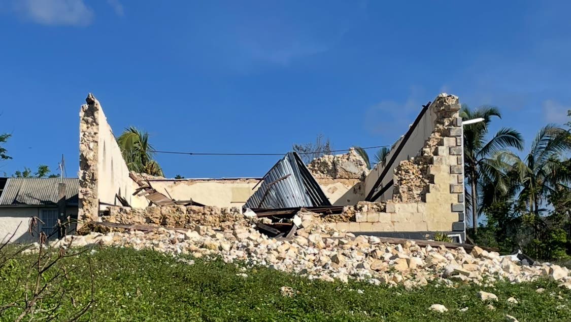 NOW (SAME ANGLE): The completely destroyed 145-year-old Frazerville Methodist Church in Duanvale, Trelawny.