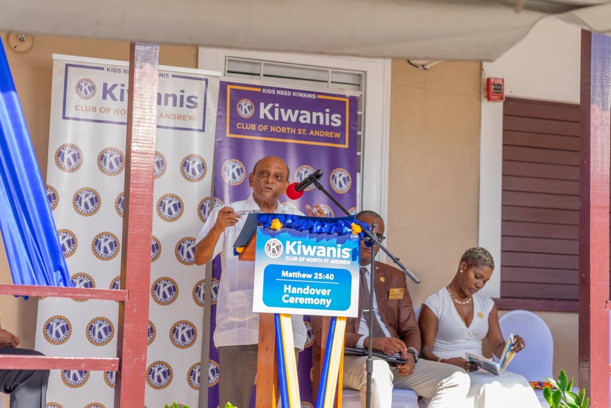 Monsignor Gregory Ramkissoon delivers remarks to the audience during the handover of the transitional hostel at Matthew 25:40 Boys’ Home on Tuesday.