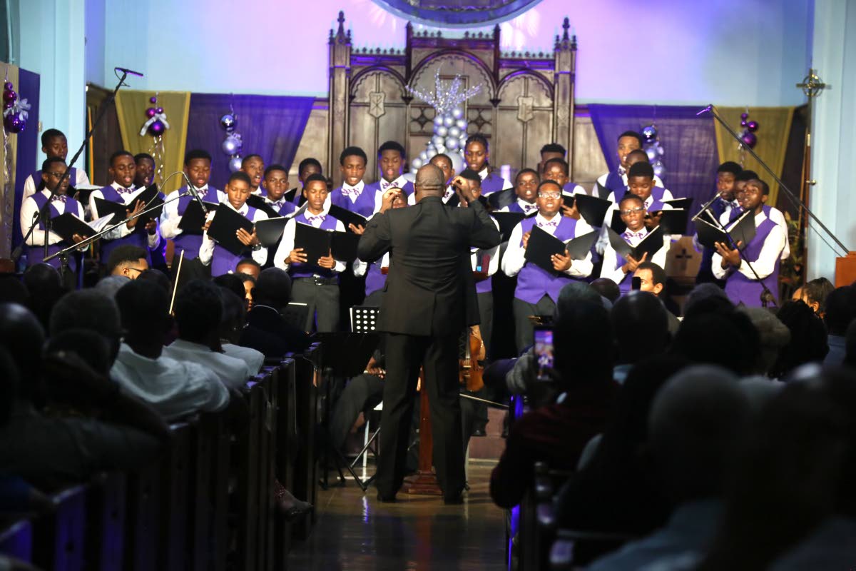 The Kingston College Chapel Choir in action at the St Augustine Chapel on the school’s North Street campus on Sunday.