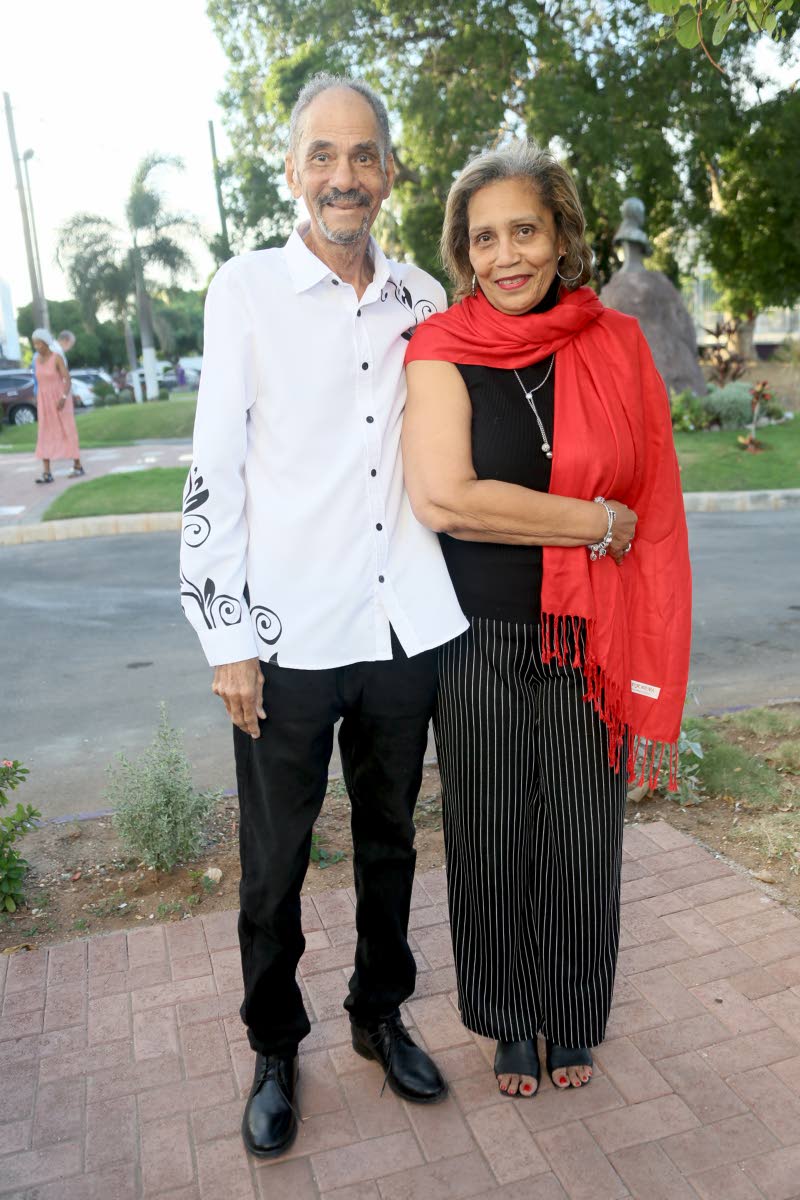 Dianne Spence (right) and Franklyn Campbell strike a pose ahead of the choral presentation.