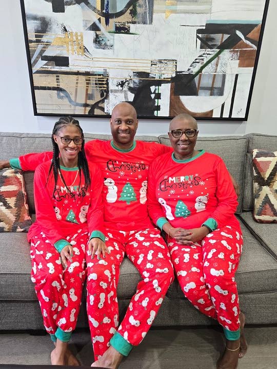 The Shaws in PJs.