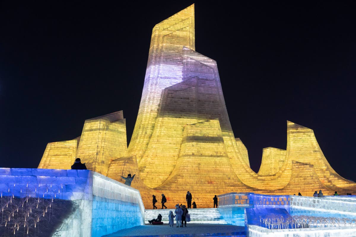 People visit the annual Ice and Snow Festival held in Harbin in China's Heilongjiang province.