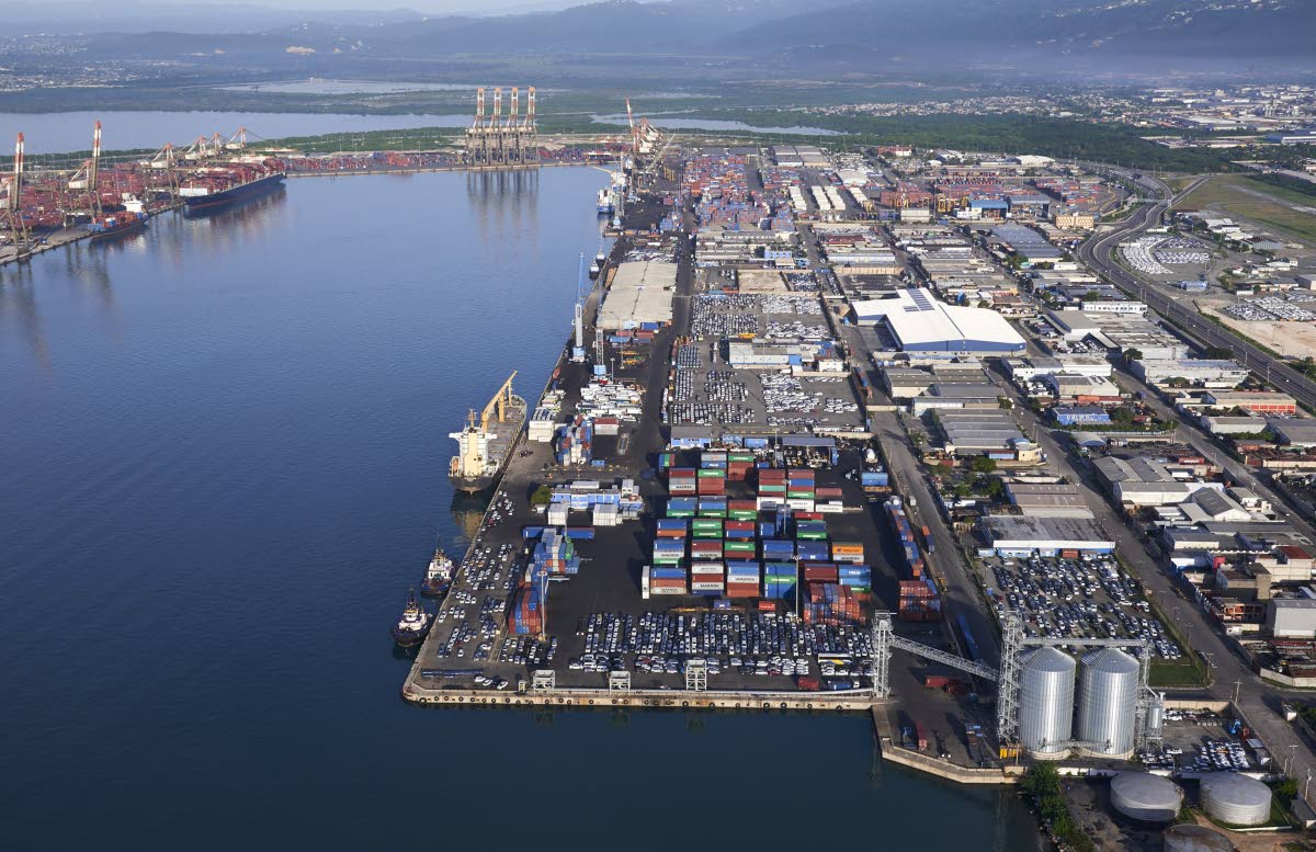 An aerial shot of the Port of Kingston.