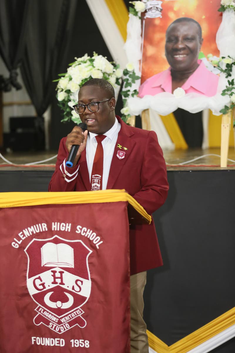 Javier Johnson, head boy of Glenmuir High, speaking at the service. 