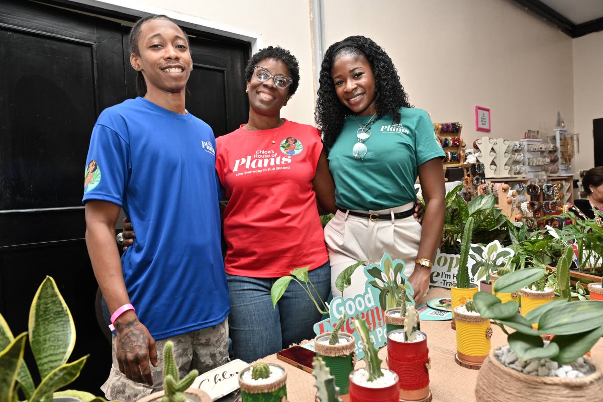 Gregory (centre) is excited to be living each day in full bloom alongside her son, Matthew McDermott, and her niece, Jo’Ann Hunter, who are both happy to help with the business.