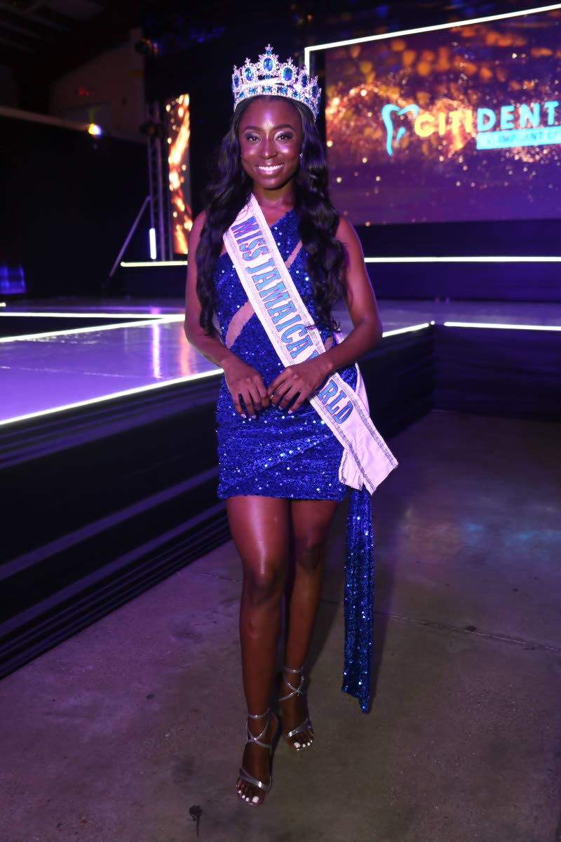 Out showing her support, Miss Jamaica World 2024 Tahje Bennett stuns in a blue mini.