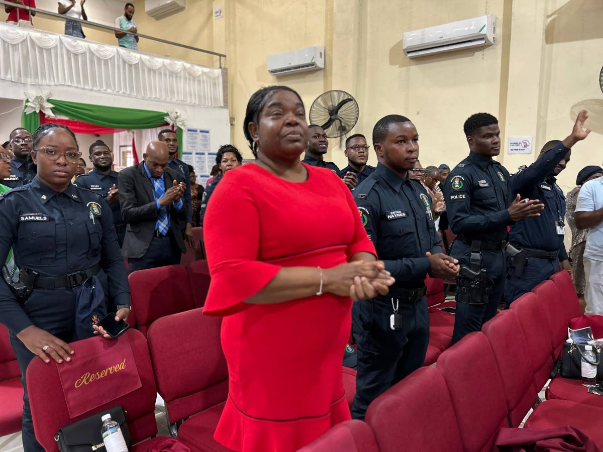  Police in worship during the special service.