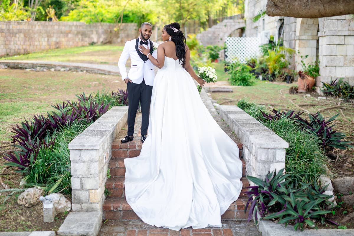 Newly-weds Dr Jilaine Campbell-Jones and Dr Hugh-Lloyd Jones on their wedding day at Rose Hall Great House.