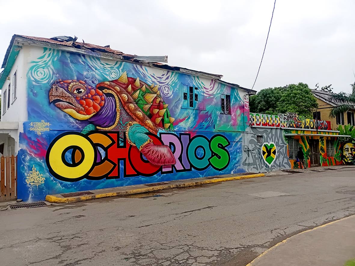 A mural on an unused building along Milford Road in Ocho Rios.