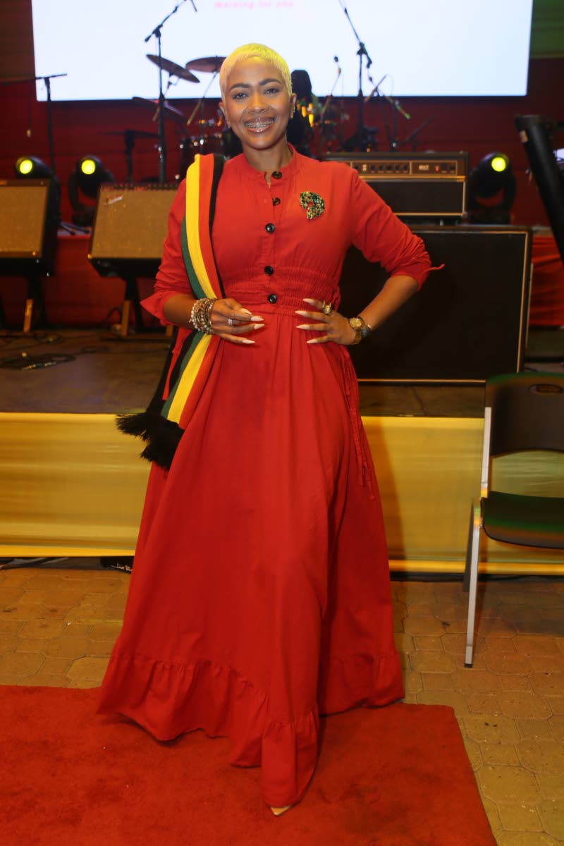 Debbie Bissoon, host of the Bob Marley Tribute Concert, cuts an elegant figure on the night.
