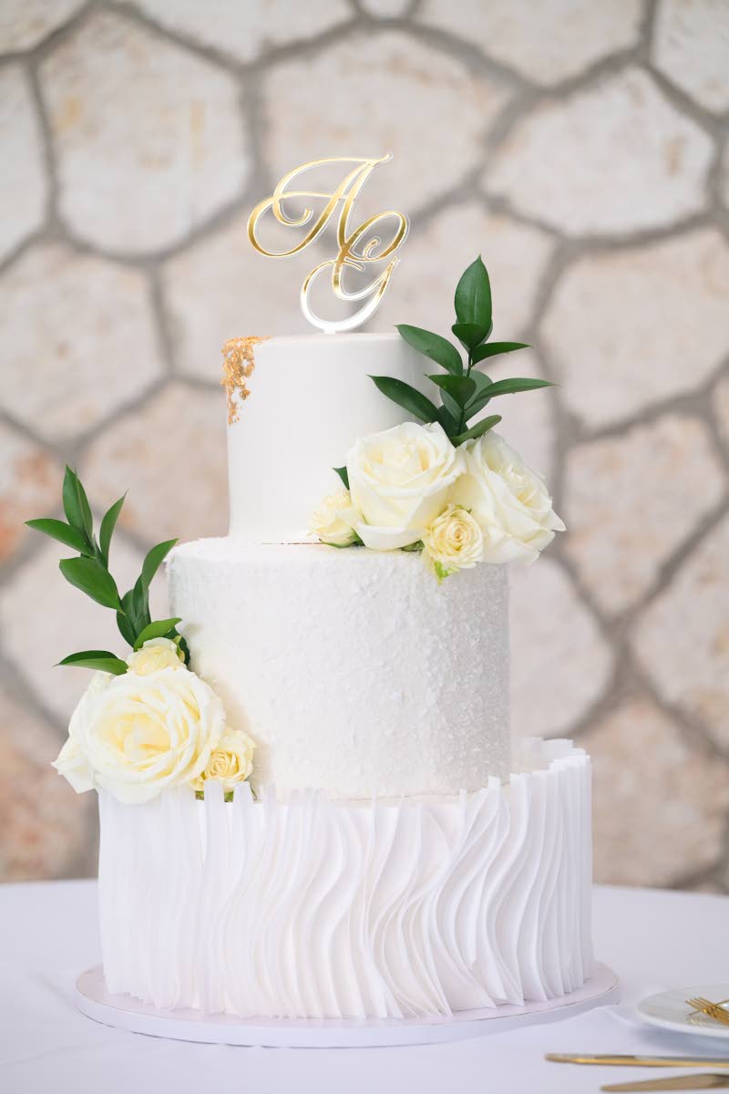 Made with love and taste, the Robothams’ wedding cake was crafted by Sweet Cakes Ja.