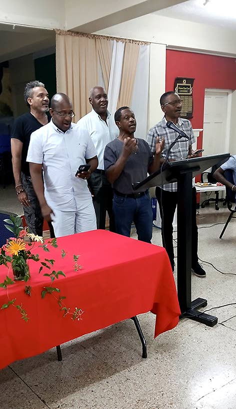 Some members of the male choir doing a selection at the Breakfast For Men event, held at Boulevard Baptist Church in St Andrew on Saturday, January 31.